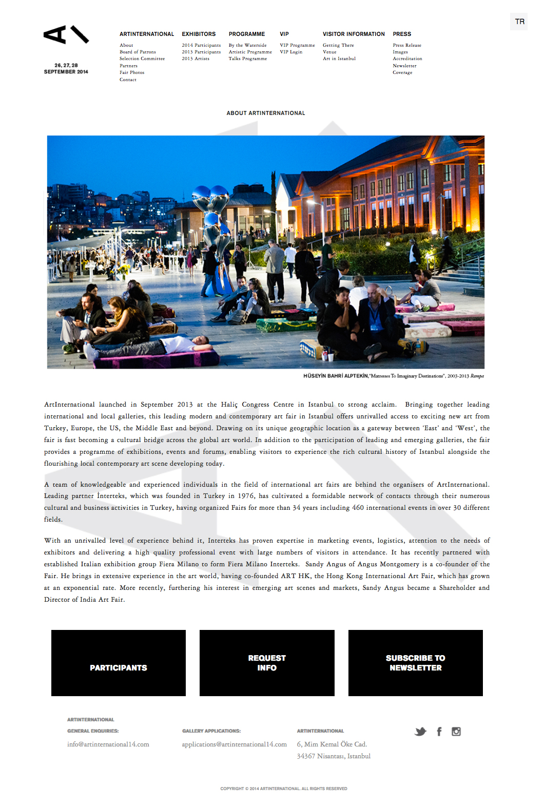 artinternational landing page