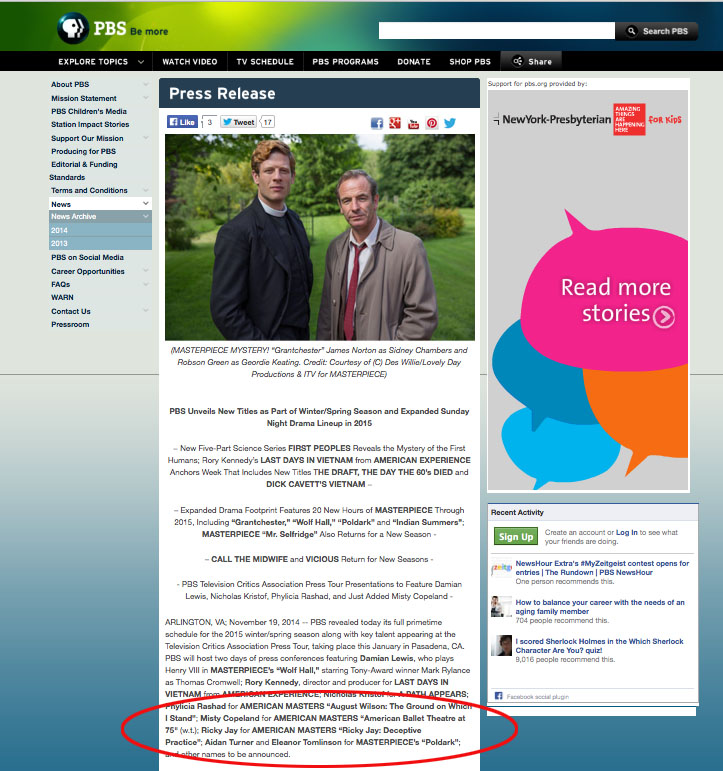 PBS American Masters Press release